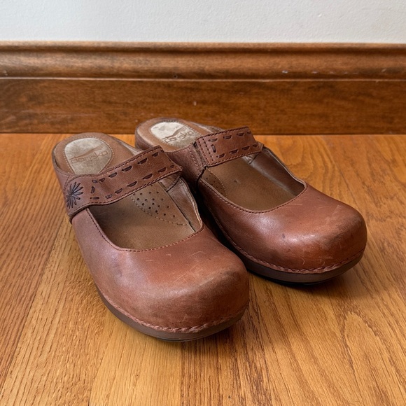 Dansko Solitaire Leather Clog Chestnut Burnished Mary Jane Slip On EU 39 8.5/9 - Picture 7 of 10